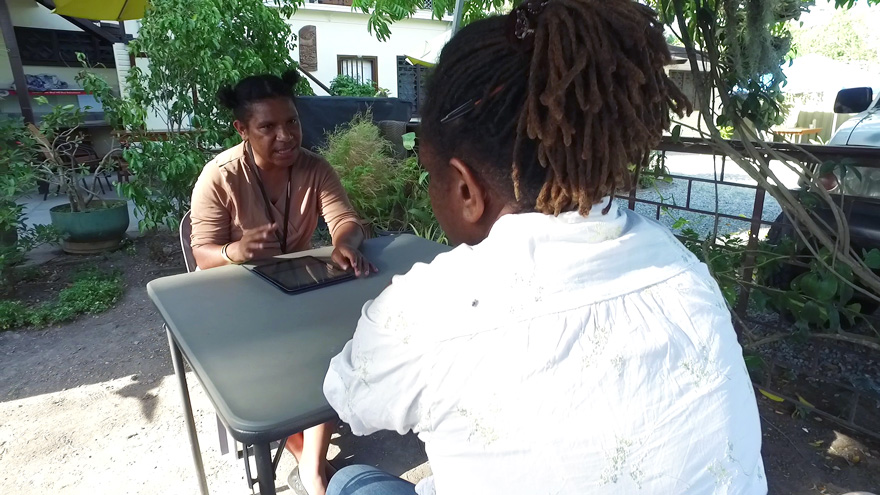 Interviewing participants as part of the Kauntim mi tu study