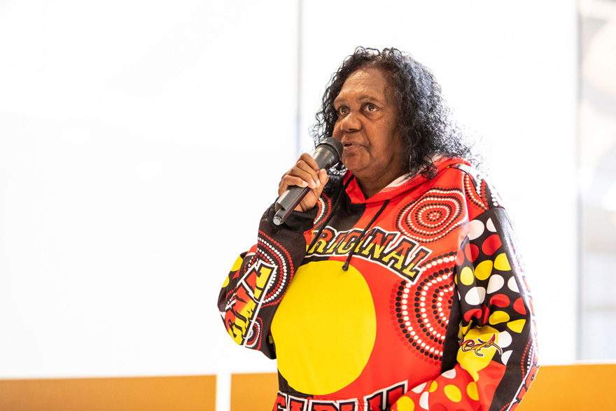 Aunty Rita giving the Acknowledgement of Country