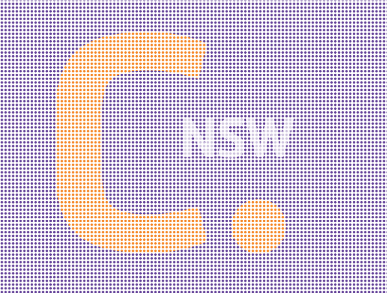 Orange C and white NSW text on purple background
